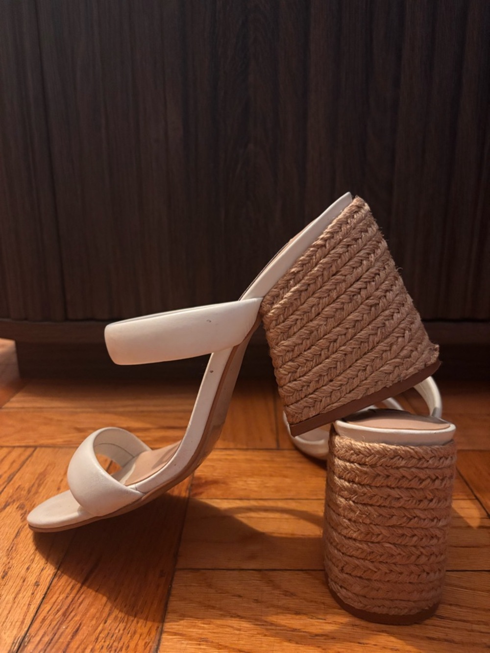 Steve Madden Cream Double-Strap Espadrille Block Heel Sandals - Picture 2 of 4